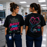 AI Takes Tasks Nurses Take Care Black All Over Print Nurse Shirt mockup 2