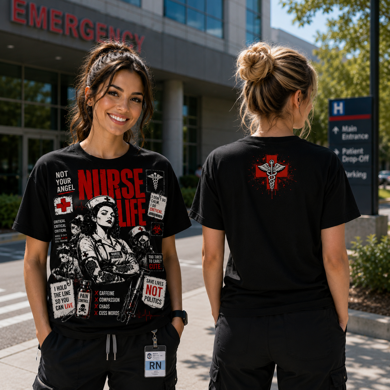 080826-P-1018 Nurse Life Not Your Angel Critical Care Black All Over Print Shirt mockup 2