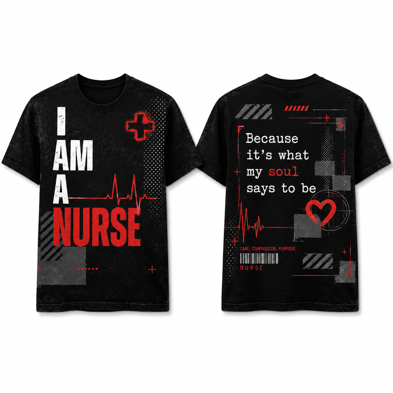 I Am A Nurse Because My Soul Says To Be Black AOV Nurse Shirt mockup 1