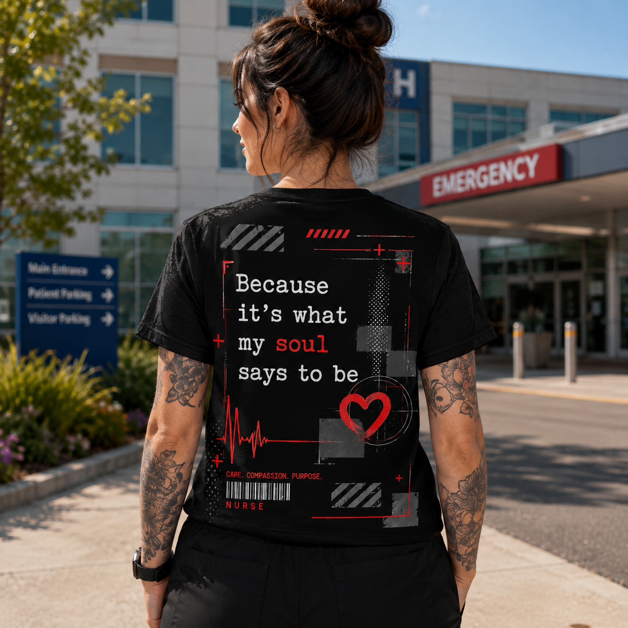 I Am A Nurse Because My Soul Says To Be Black AOV Nurse Shirt mockup 3