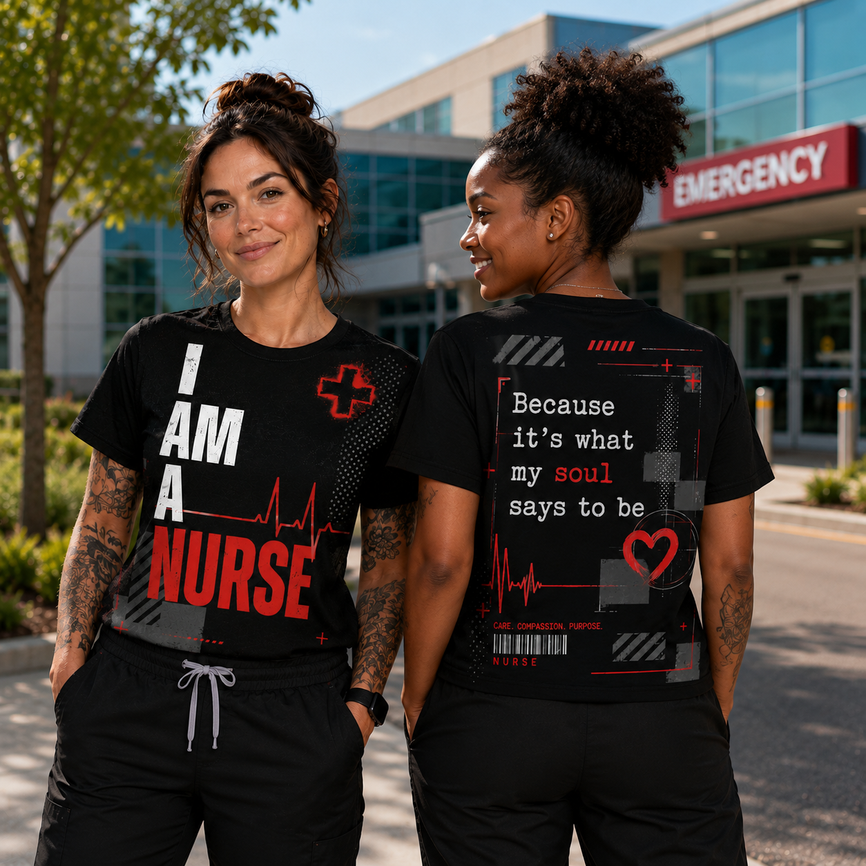 I Am A Nurse Because My Soul Says To Be Black AOV Nurse Shirt mockup 4